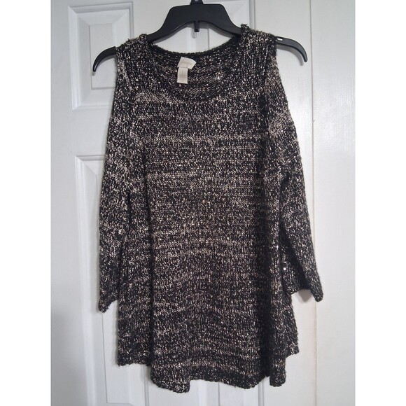 Women's Chico's 3/4 Sleeve Cold Shoulder Sweater Size 1 (8) - Picture 1 of 7